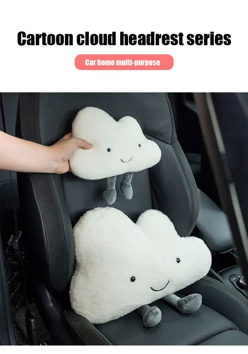 Cute Car Pillow Plush Cushion Car Safety Pillow Automobile Safety Belt Shoulder Pad Universal Vehicle Headrest Waist Cushion