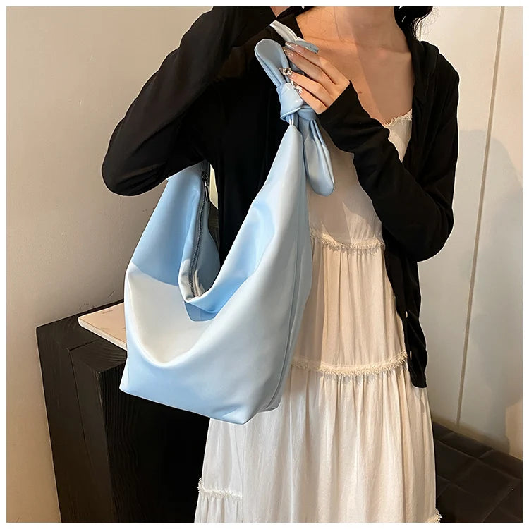 Leisure soft large-capacity bag female 2024 new fashion work shoulder bag college students relax tote bag
