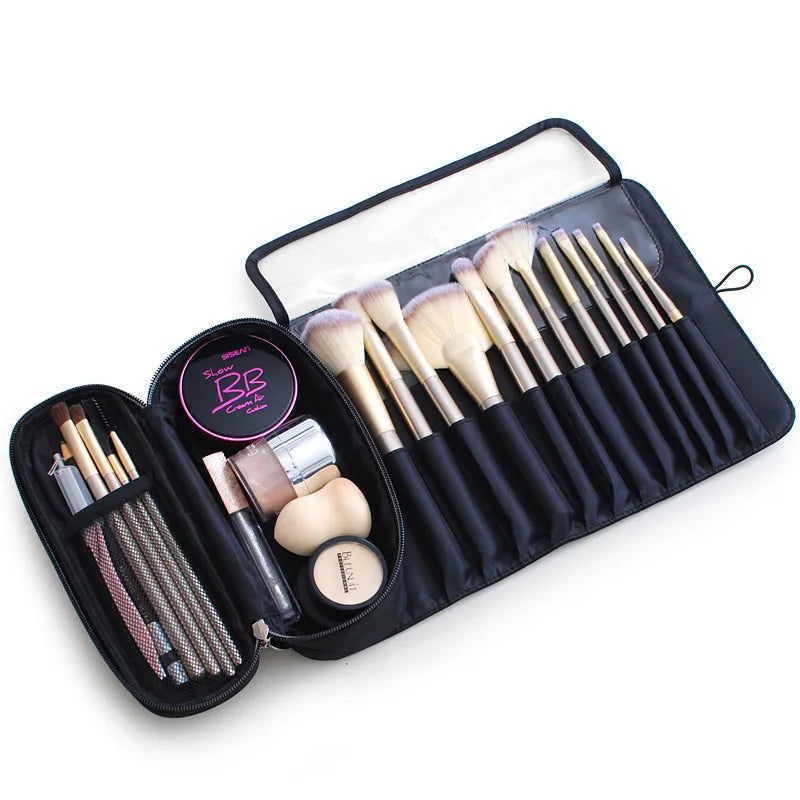 Makeup Bag Women's Cosmetic Brush Bag Travel Organizer Makeup Brushes Fold Tools Rolling Bags Waterproof Nylon Makeup Case