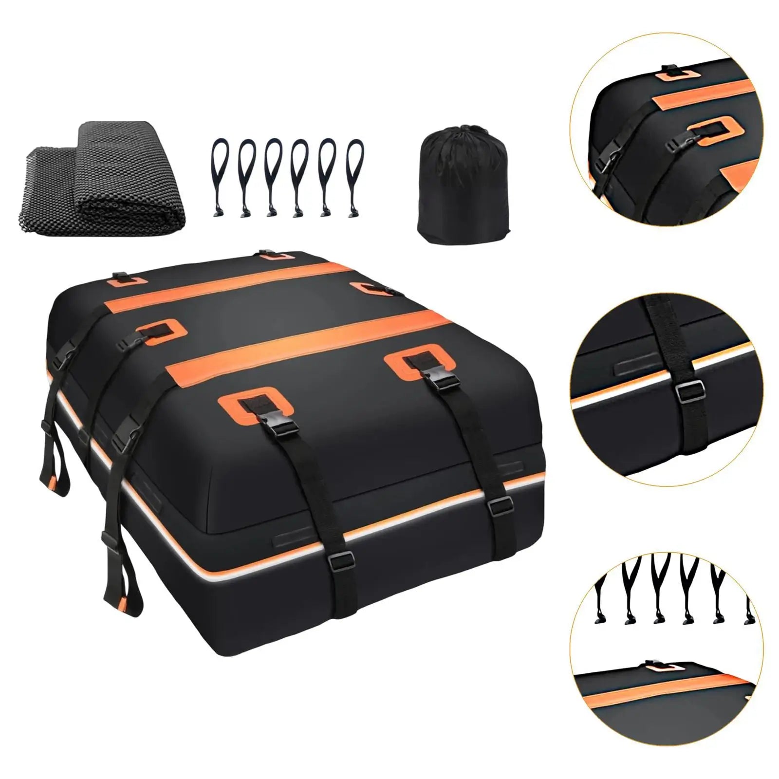 Rooftop Cargo Carrier Vehicle Luggage Bag Waterproof Travel Accessories Car Roof Bag L capacity for All Cars with/without Rack