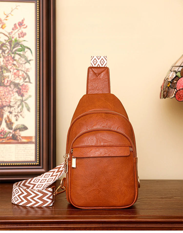 Sling Bag For Women Men Backpack Fanny Pack Crossbody Purse Chest Travel Shoulder Belt Bags Purse Handbag PU Leather Anti Theft