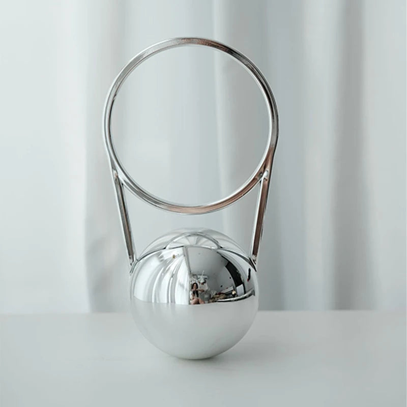 Brand Evening Bag With Ball Handle Mini Pvc Luxury Shoulder Bag Electroplated Bowling Purse Women Round Ball Handbag Armpit Bag