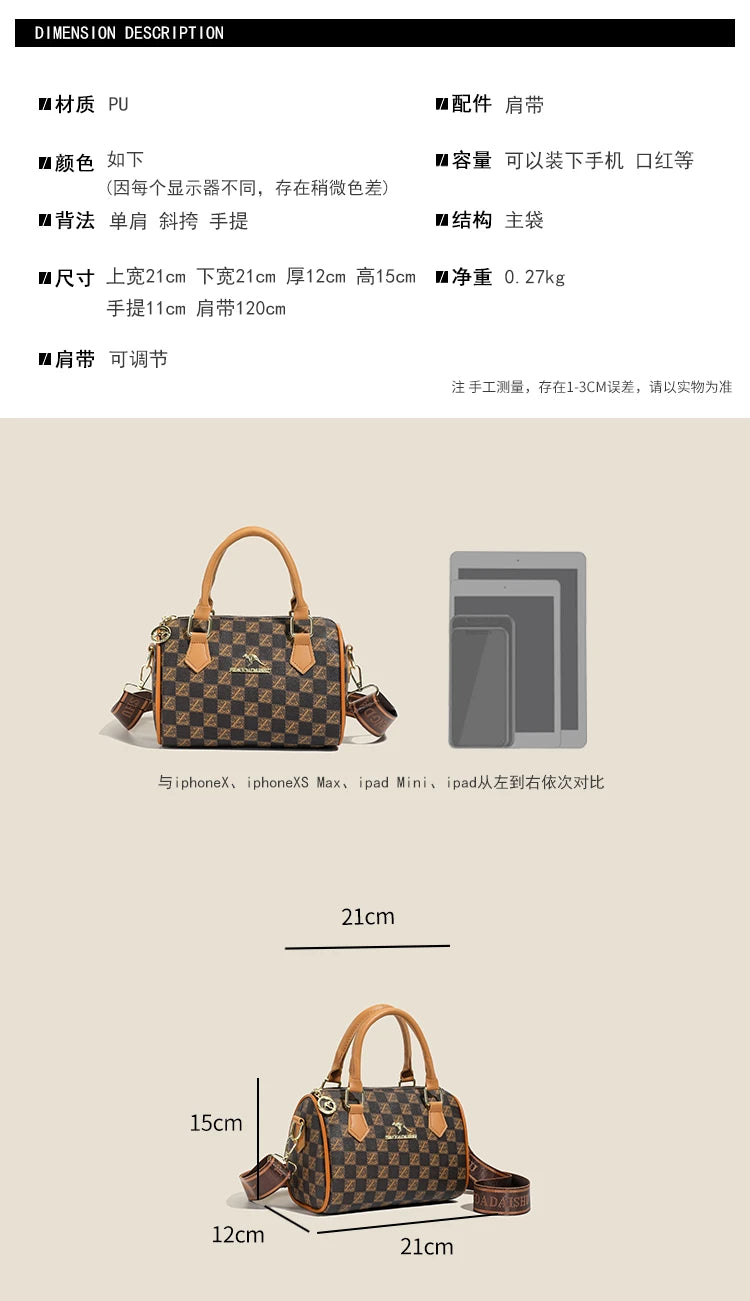 New vintage printed Boston handbag, trendy bags, versatile messenger bag