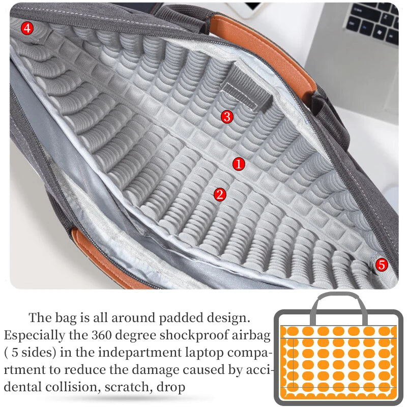 Laptop Bag 15.6 Inch Messenger Shoulder Handbag for Men Business School Travel Work Briefcase for MacBook Lenovo Acer Asus Dell