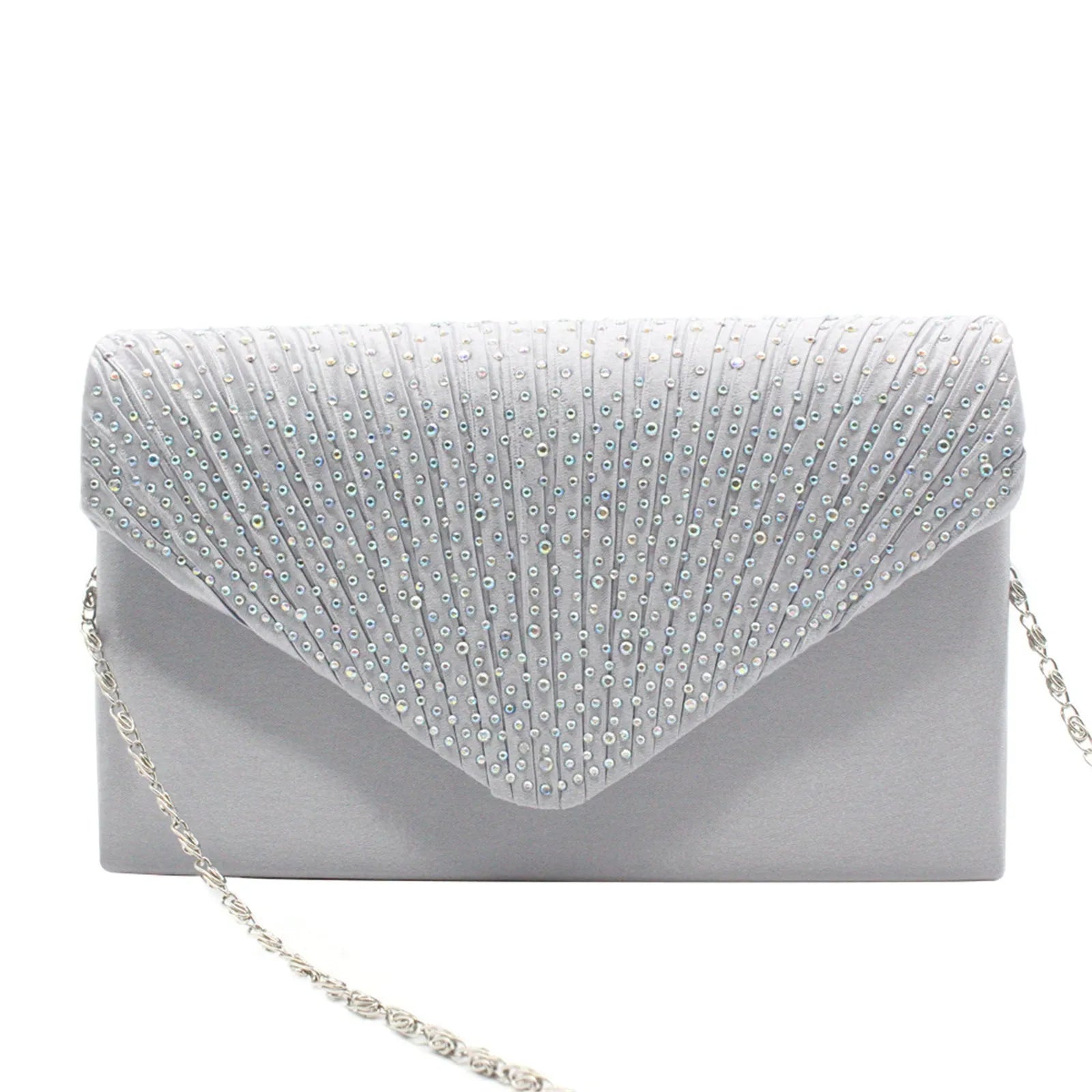 Women's  Luxury Silk Evening Clutch Bag - Elegant Women’s Prom/Wedding Handbag with Detachable Chain Strap & Secure Closure
