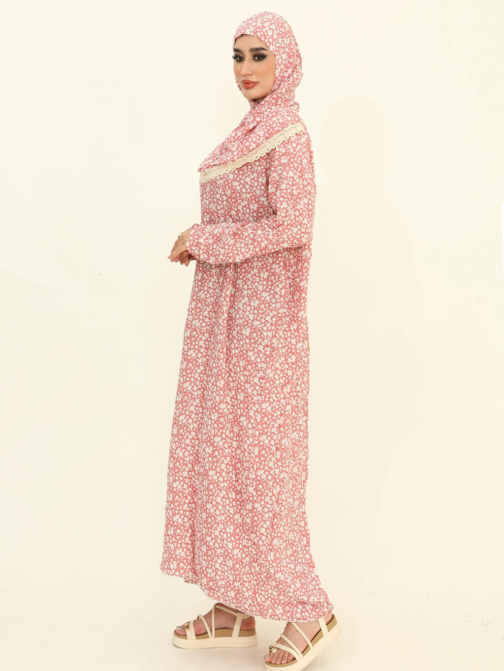 Muslim Fashion Abaya Women Floral Print Khimar Robe Abayas African Ladies Traditional Payer Dress