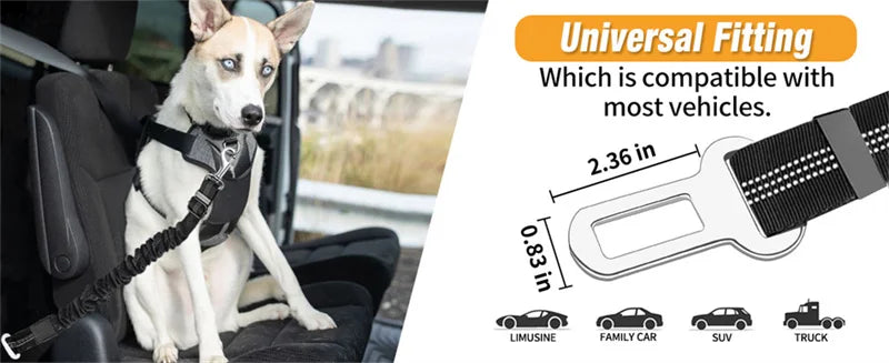 Multi-functional Dog Seat Belt for Car Pet Car Headrest Restraint Safety Seatbelt Reflective Adjust Elastic Bungee Dog Leash