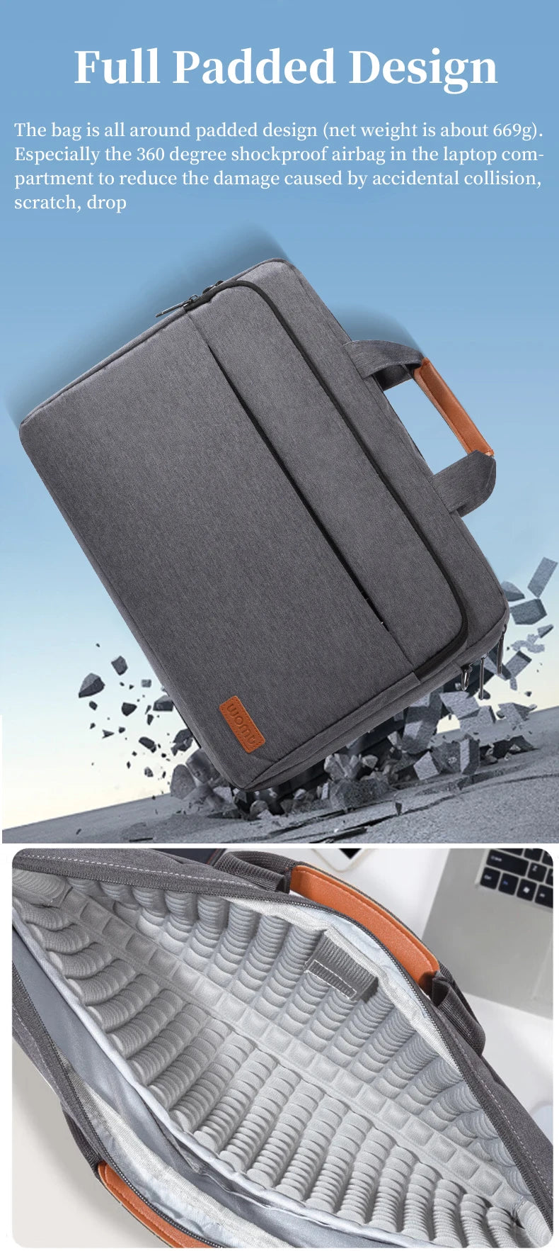 Laptop Bag 15.6 Inch Messenger Shoulder Handbag for Men Business School Travel Work Briefcase for MacBook Lenovo Acer Asus Dell