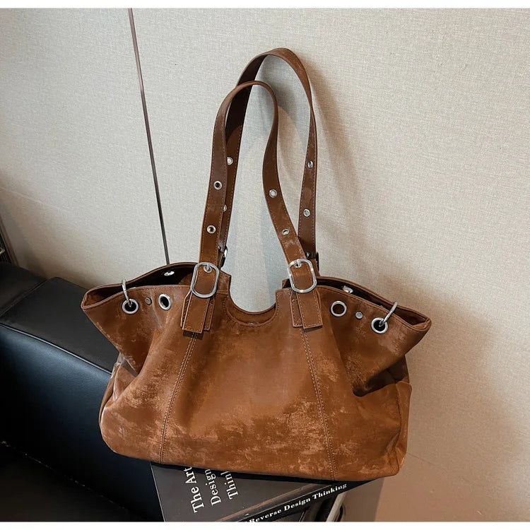 Personality Tote Bag for Women Solid Suede Pillow Underarm Bags Large Capacity Female Commute Shoulder Bags Matte Travel Pack