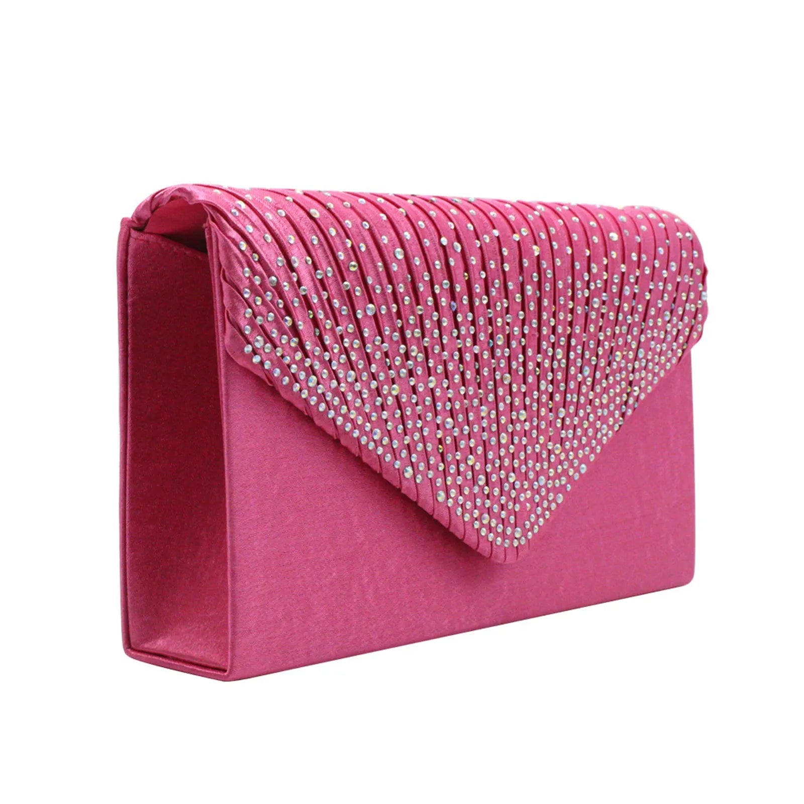 Women's  Luxury Silk Evening Clutch Bag - Elegant Women’s Prom/Wedding Handbag with Detachable Chain Strap & Secure Closure