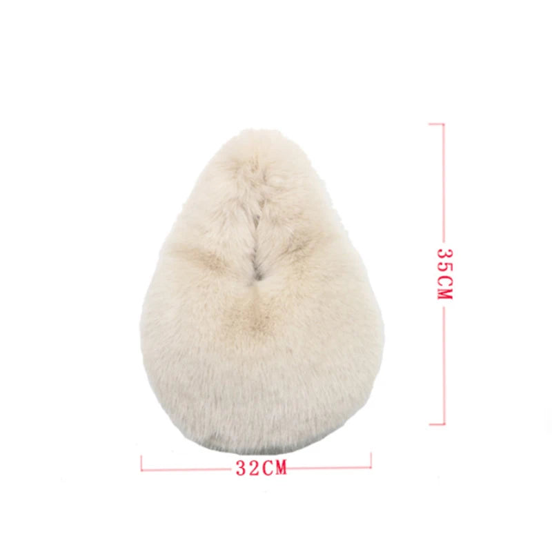 Small Hobo Handle Bags for Women Shoulder Bags Designer Furry Purse and Handbags Fashionable Cute Female Plush Bag