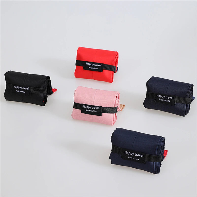 Nylon Reusable Shopping Bags Large Portable Eco-Friendly Foldable Shoulder Bag Handbag Pocket Totes Bag Folding Grocery Pouches