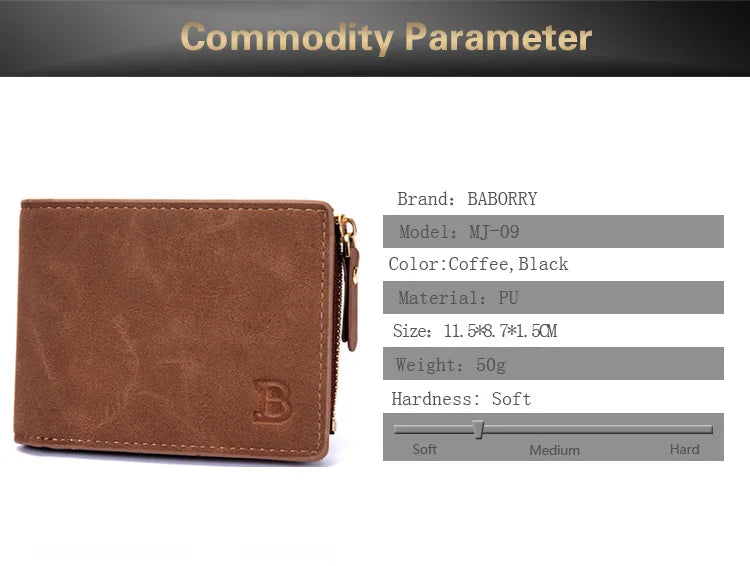Men Wallets Leather Wallet Money Bag Credit Card Holder Dollar Bill Wallet Clutch Purse for Boy Short Wallets Cartera Hombre New