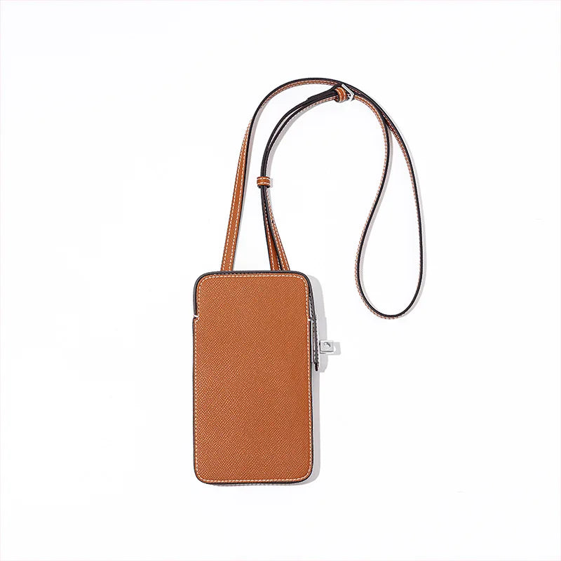 Luxury Design Phone Bag Woman Portable Genuine Leather Cross-body Bag Custom Name Fashion Casual Lady Shoulder Bag Card Wallet