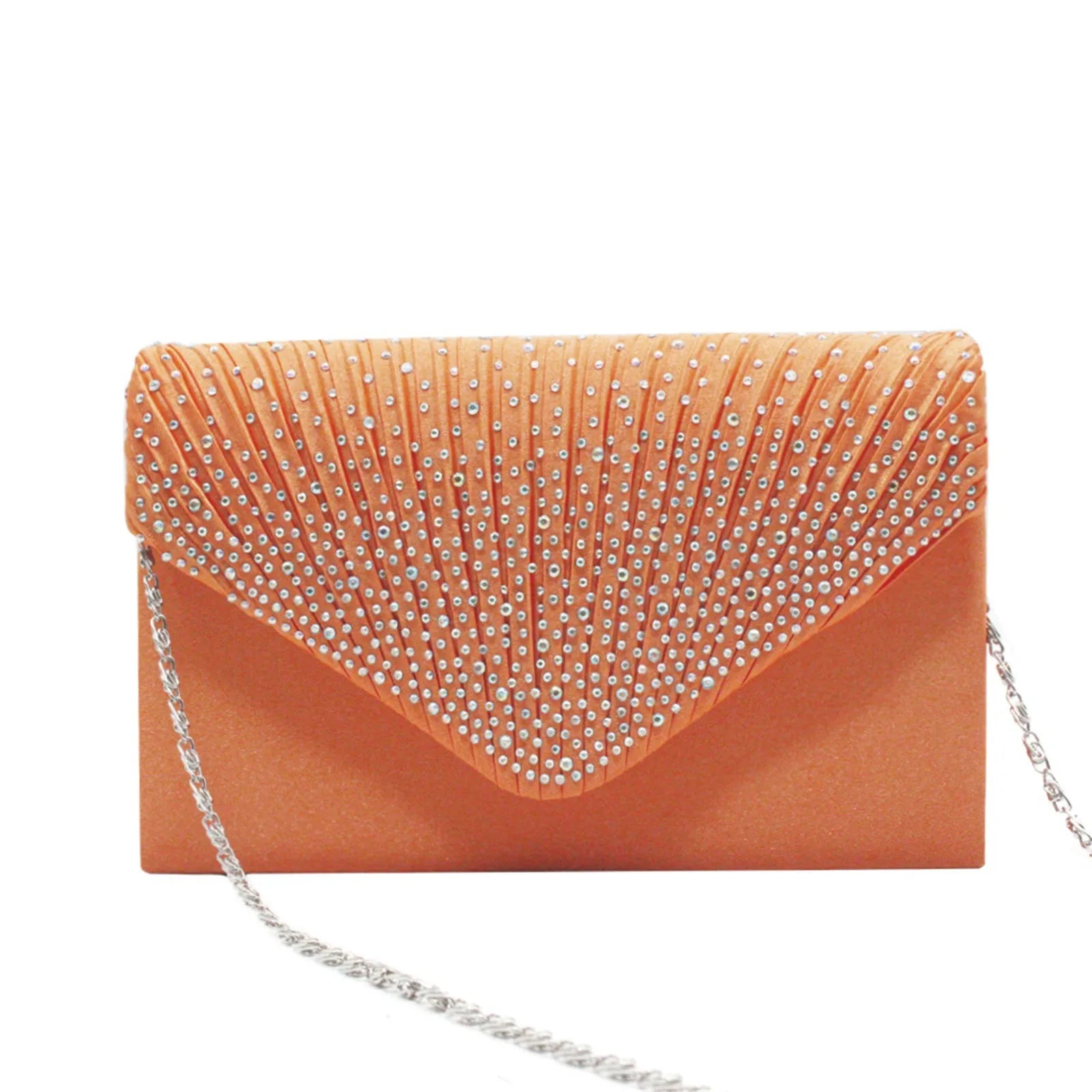 Women's  Luxury Silk Evening Clutch Bag - Elegant Women’s Prom/Wedding Handbag with Detachable Chain Strap & Secure Closure