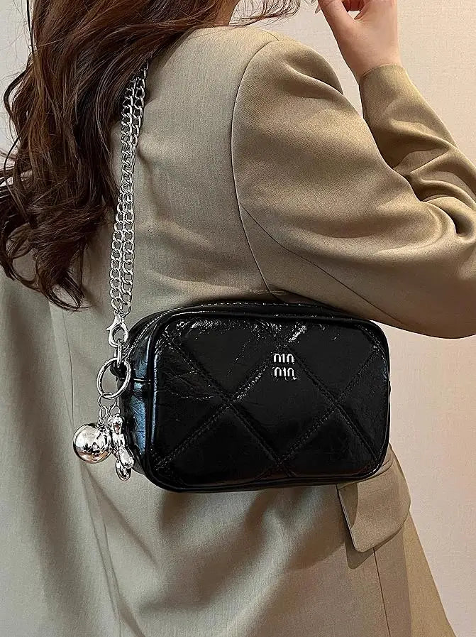 Luxury Silver Bowling Bag Women Top-Handle Bags Luxury Brand Designer's Crossbody Bags Small Lipstick Cosmetics Purses Bolsa