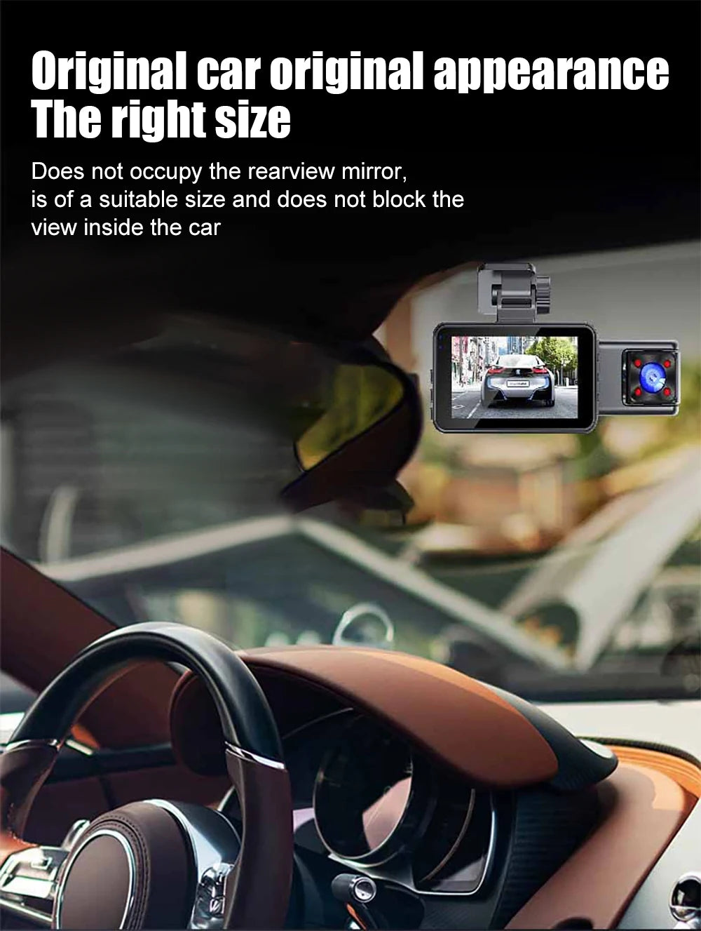 Dash Cam HD 1080P for Car DVR 3CH 360 Camera 24H Parking Monitor & GPS Night Vision Auto Video Recorder 128Gmax Vehicle DVR
