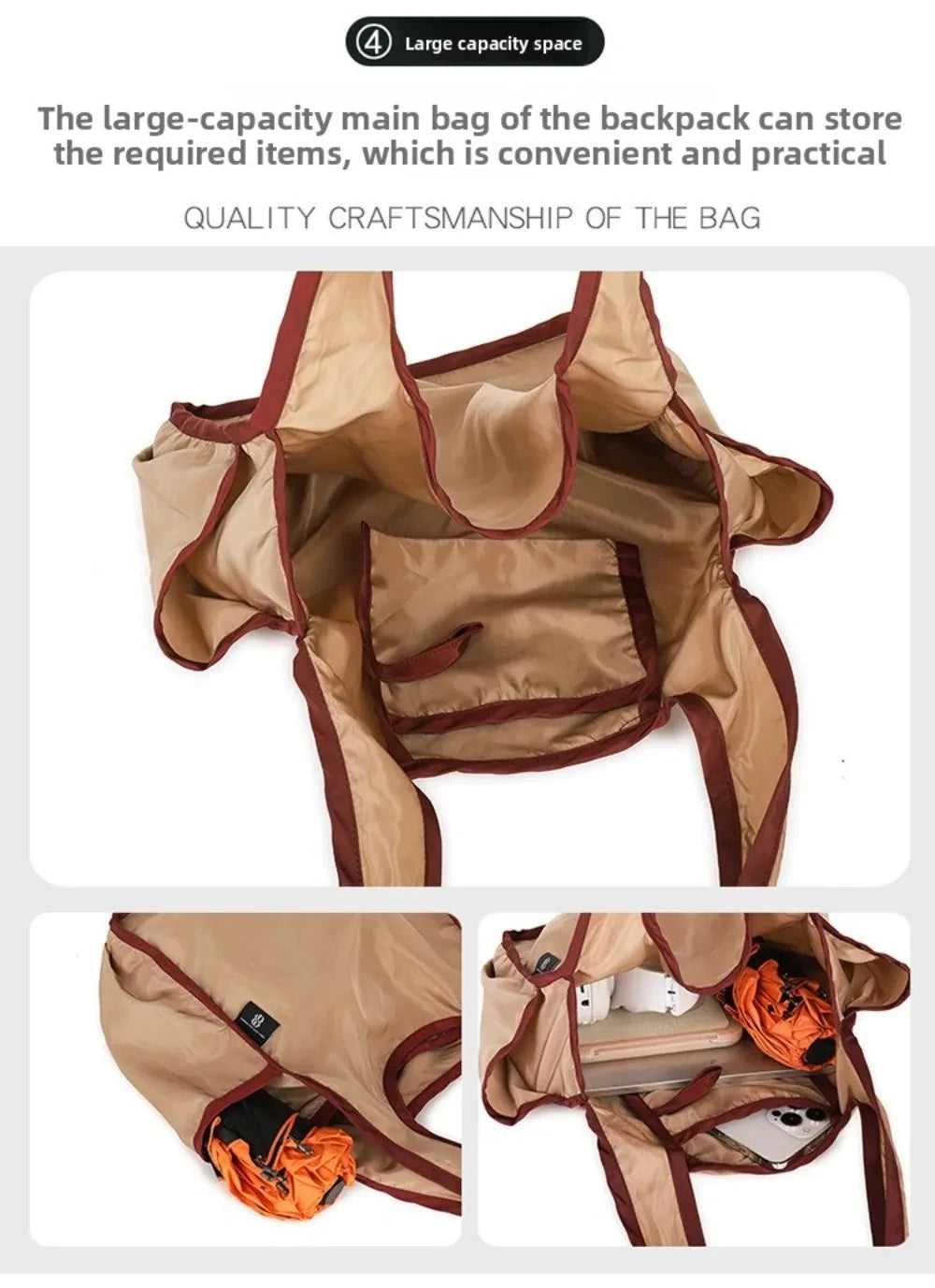 Large Capacity Lady Tote Bag Foldable Thickening Shopping Bag Lightweight Handbag Double-layer Shoulder Bag for Women