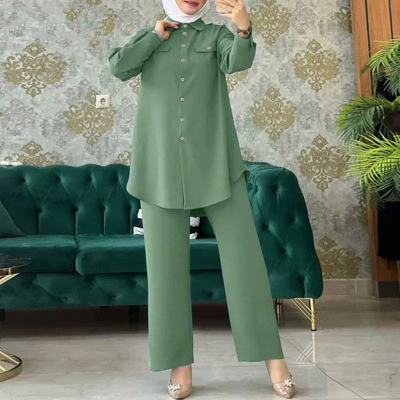 Muslim Women's Long Sleeve Shirt with Pocket Cover Collar Hot Sale Of The Season Spring Summer New Style Comfortable Casual C...