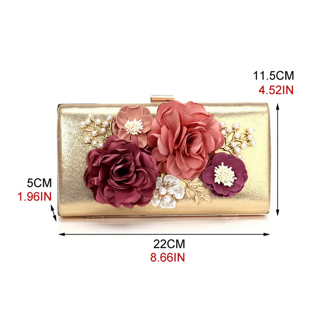 Wedding Party Evening Bags Women Flower Fashion Small Day Clutches With Chain Shoulder Lady Shell Beaded Purse Handbags