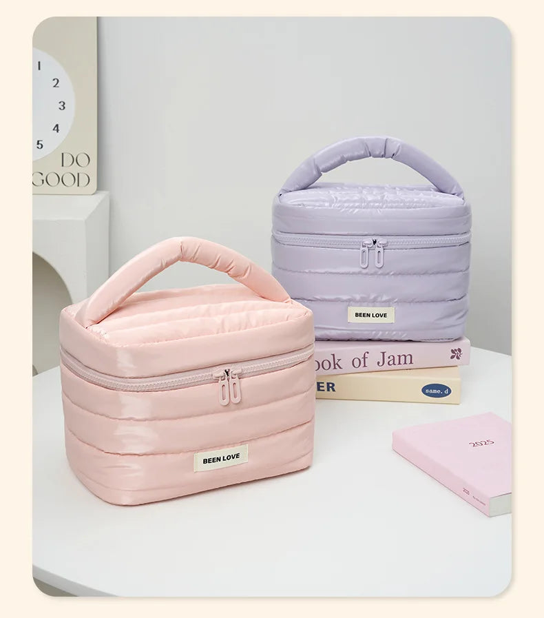 2025 New Design Cosmetic Bag Handheld Makeup Bags Large Capacity Lipstick Skincare Storage Bag Travel Portable Women Ideal Gift