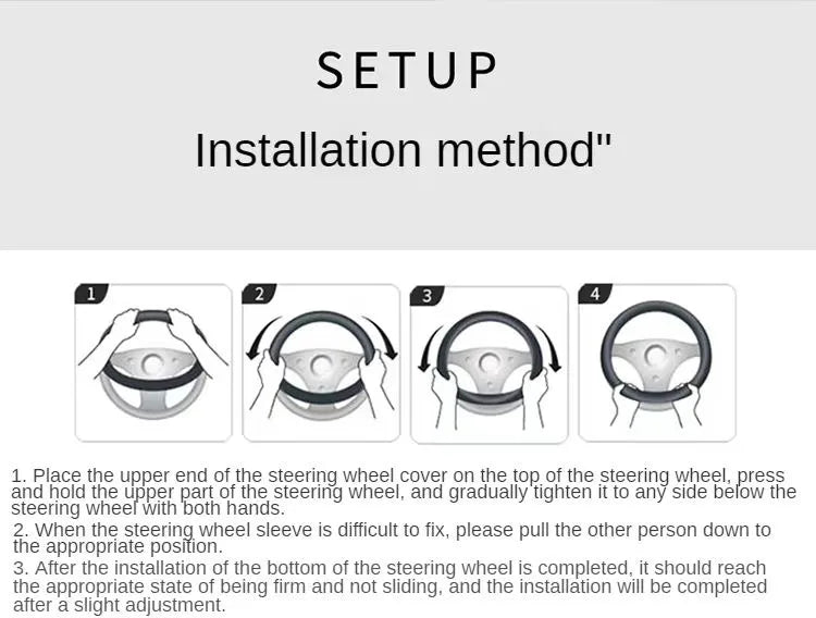 Car Steering Wheel Cover Universal  Durable Leather Cover with Anti-Slip Lining, for Steering Wheel with a Diameter of 14.5"-15"