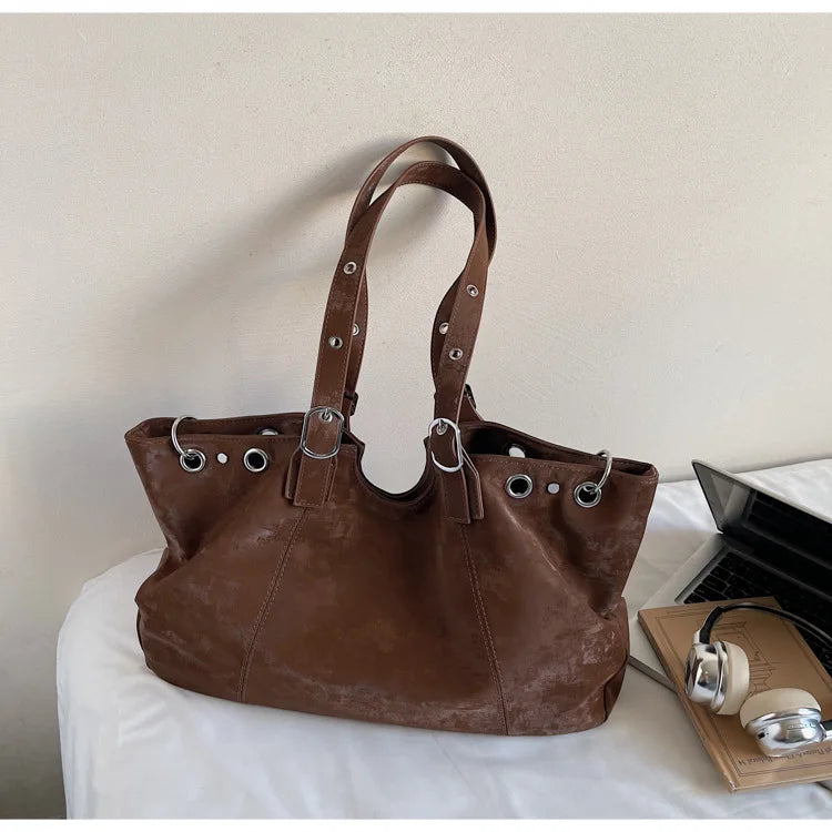 Personality Tote Bag for Women Solid Suede Pillow Underarm Bags Large Capacity Female Commute Shoulder Bags Matte Travel Pack