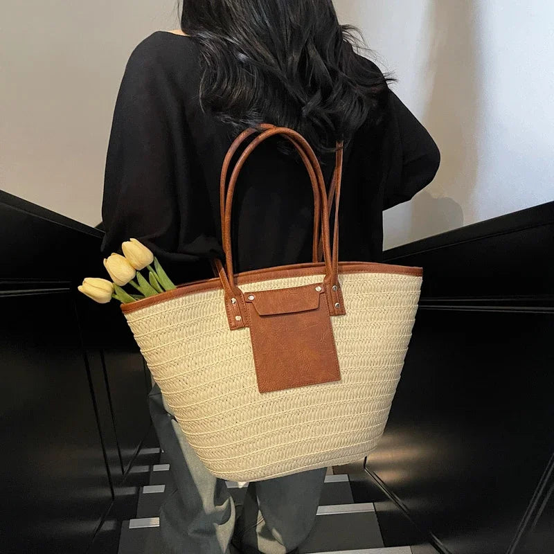 Luxury Designer Straw Beach Bag Large Capacity Beach Shoulder Bag For Women Summer Raffia Handbag Shopper Basket Tote Travel Bag