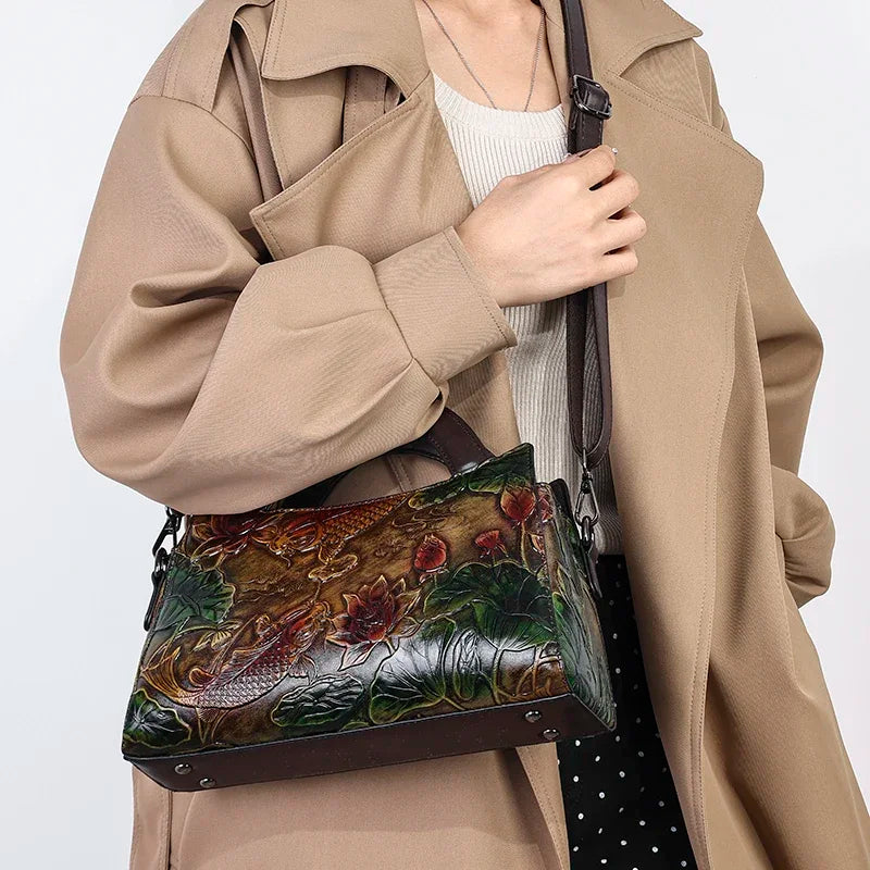 Luxury Designer Handbag Women One Shoulder Bag Retro Goldfish Diagonal Cross Bag High-quality Office Handbag New Crossbody Purse