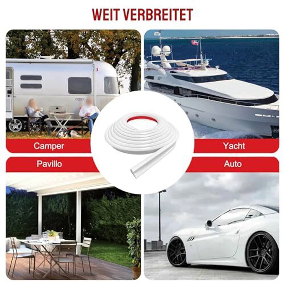 Camper Van Gutter Rain Guard Drip Stop 5M PVC Rain Strip Roof J Shape Rain Gutter For Motorhome Parts Rv Camper Accessories