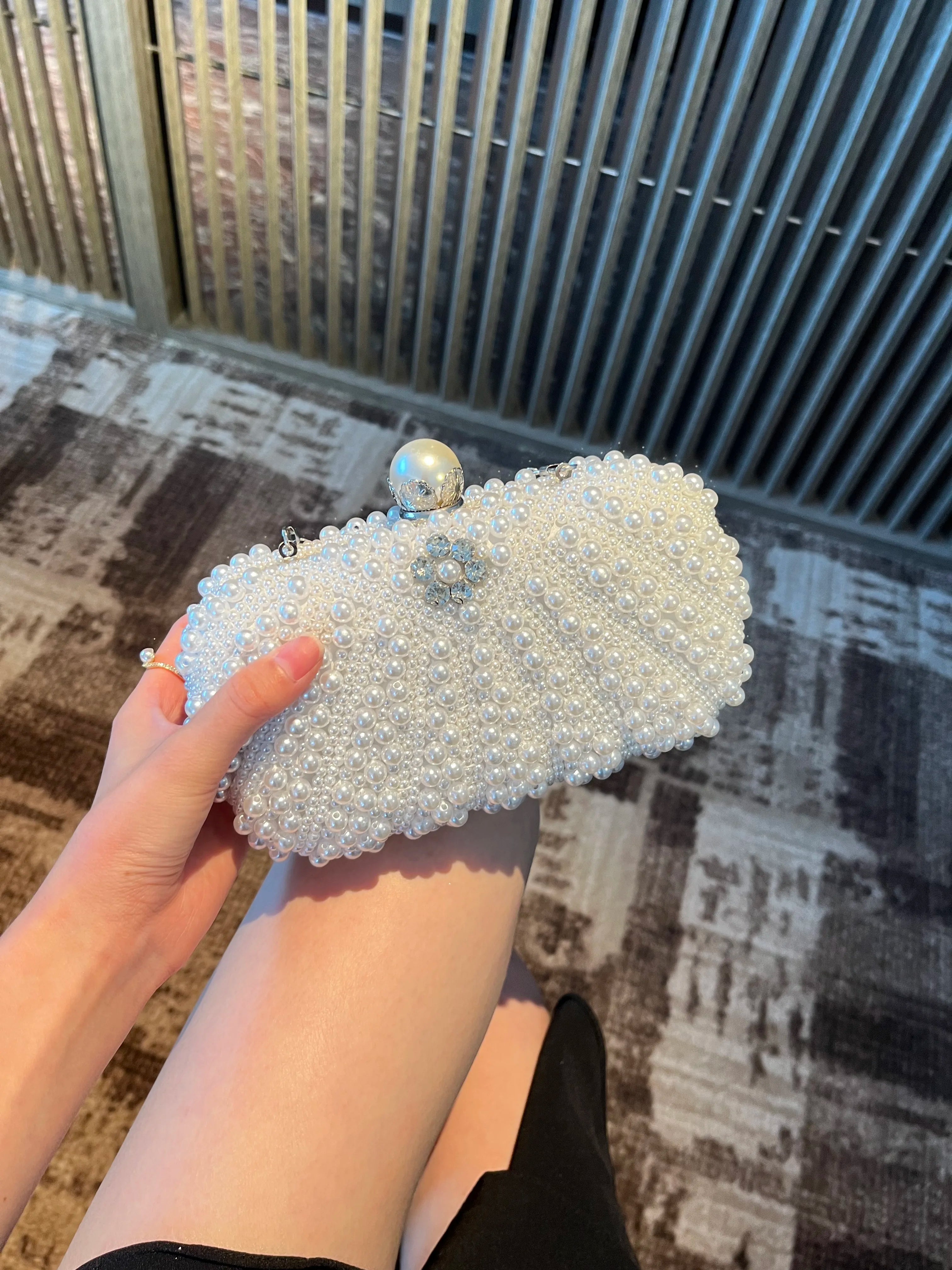 Elegant pearl evening bag, evening dress bag, formal party bag, ball bag, clutch bag, chain bag