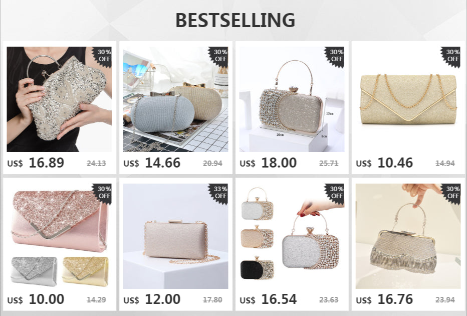 New Fashion Retro Women Evening Bags Beaded Ladies Clutch Purse Shoulder Chain Wedding Party Handbags Bags Purses and Handbags