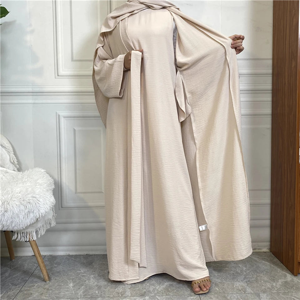 Abaya Women Muslim Long Dresses African Open Kaftan Dubai Turkey 2 Piece Set Luxury Islam Morocco Clothing Caftan Fashion Modest