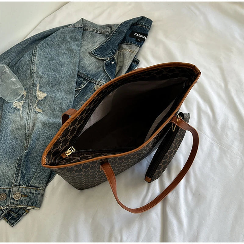 Luxury Women's Handbag Retro Casual Large Capacity Tote Bag Fashion Commuter Shoulder Bag High Quality Women Bag With Coin Purse