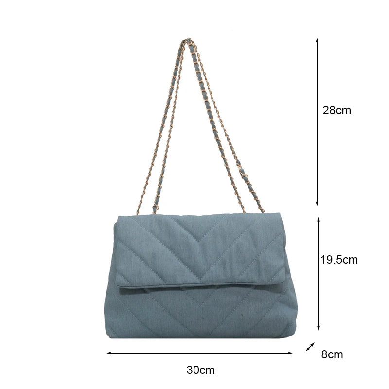 Fashion Summer Jeans Denim Bags Shoulder Crossbody Bag Women Canvas Girl Chain Handbag Luxury Designer Quilted Tote Bags