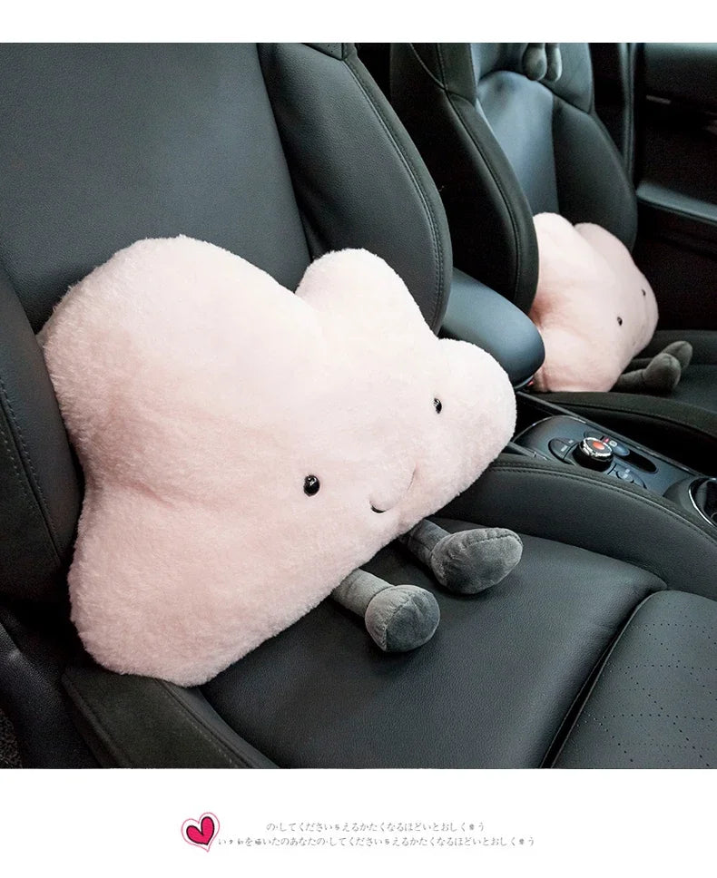 Cute Car Pillow Plush Cushion Car Safety Pillow Automobile Safety Belt Shoulder Pad Universal Vehicle Headrest Waist Cushion