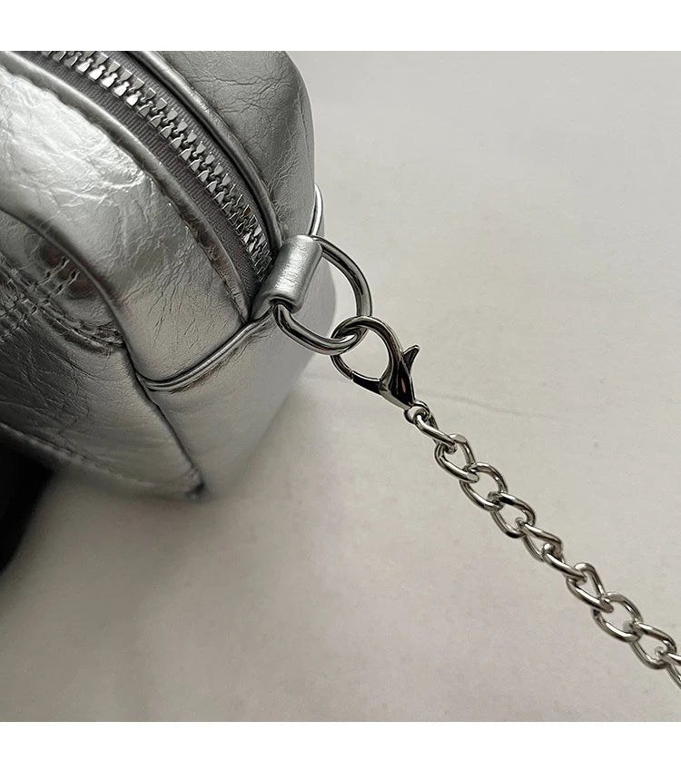 Luxury Silver Bowling Bag Women Top-Handle Bags Luxury Brand Designer's Crossbody Bags Small Lipstick Cosmetics Purses Bolsa