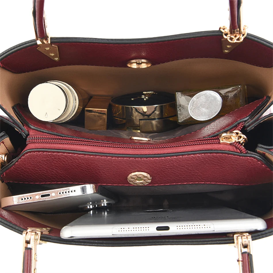 Luxury Soft Leather Handbag Women's Bag 2022 Trend Designer 3 Layers Shoulder Crossbody Sac Ladies Large Capacity Messenger Tote