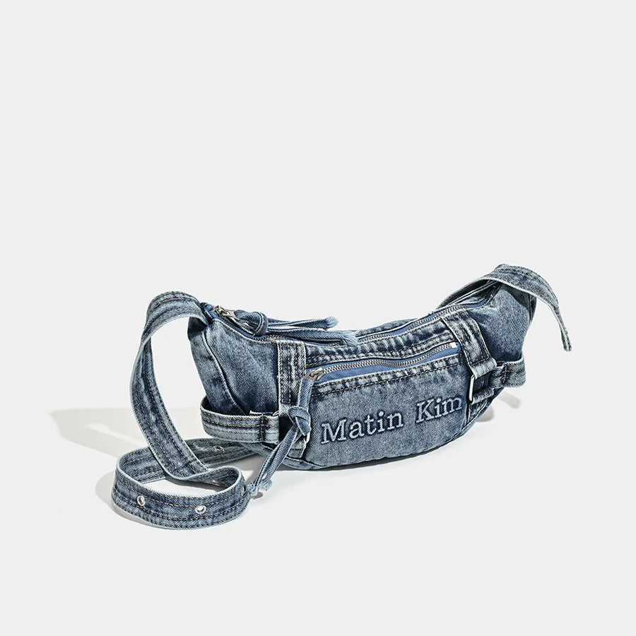 Shoulder Bag for Women New Washed Denim Bags Retro Crescent Bag Diagonal Span Underarm Tote Handbag Mini Portable