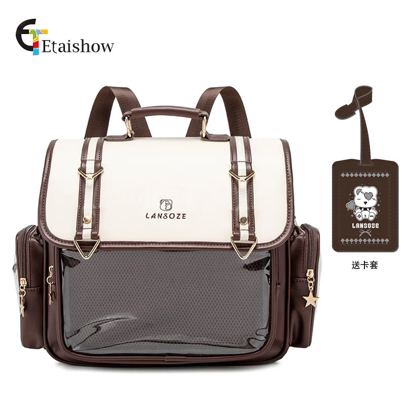 Original Ltabag Backpack Large Food Pain Window Two-dimensional Single Shoulder Messenger Bag Sweet College Schoolbag for Women