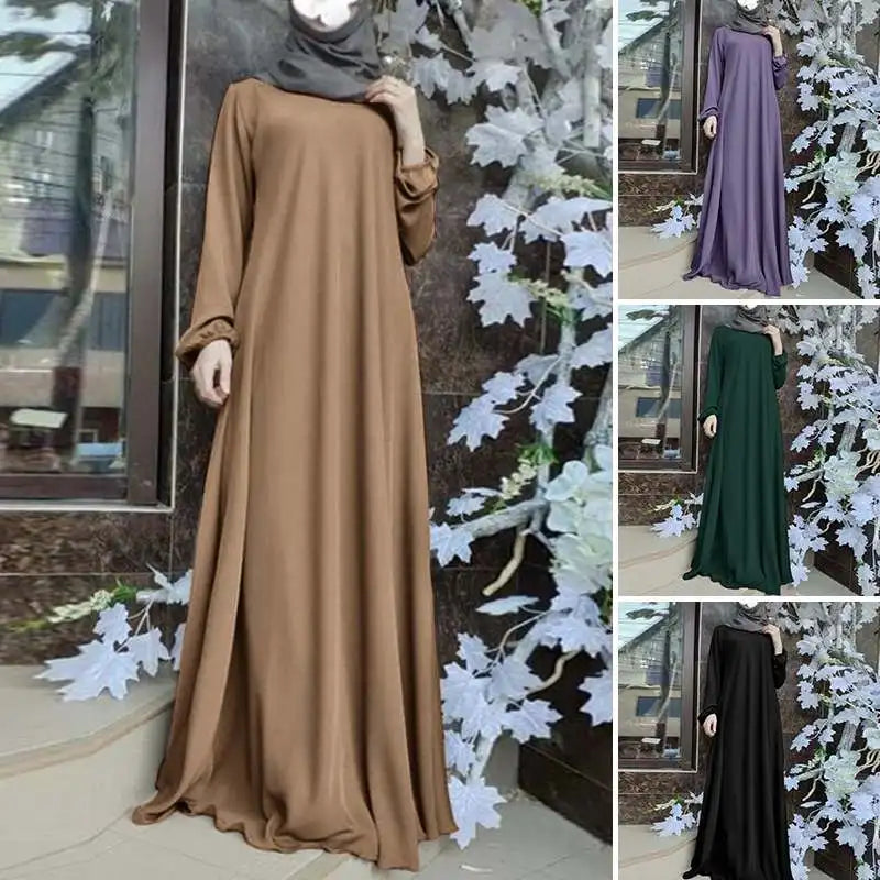 2025 ZANZEA Fashion Muslim Dress Women Tukey Abaya Robe Long Sleeve Maxi Sundress Vestido Dubai Kaftan Islamic Clothing Oversize