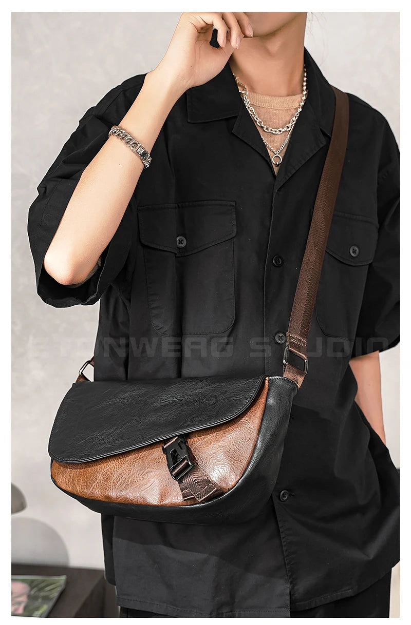 Trendy Men's Retro Small Satchels Bag Versatile Commuting Shoulder Bags New Fashion Postman Bags For Cool Boys