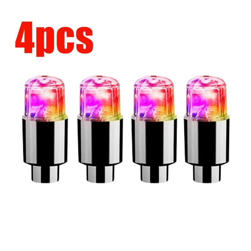 Car Hub Ambient Light Bicycle LED Tire Lights Universal Car Neon Lamp Valve Cover Lights Tire Colorful Flashing Bulb Decoration