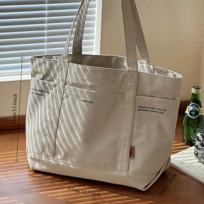 Women's Bag Versatile Multiple Pockets Shoulder Bags For Women Casual Large Capacity Canvas Tote Bag Daily Commuting Handbags