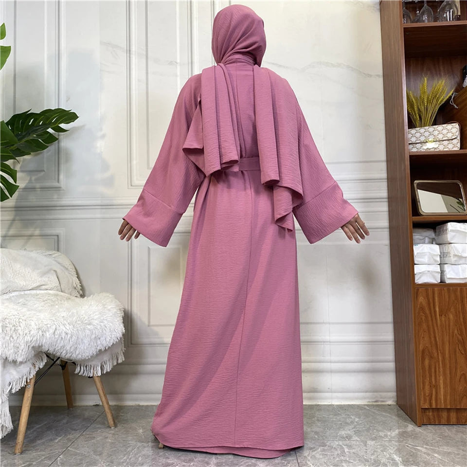 Abaya Women Muslim Long Dresses African Open Kaftan Dubai Turkey 2 Piece Set Luxury Islam Morocco Clothing Caftan Fashion Modest