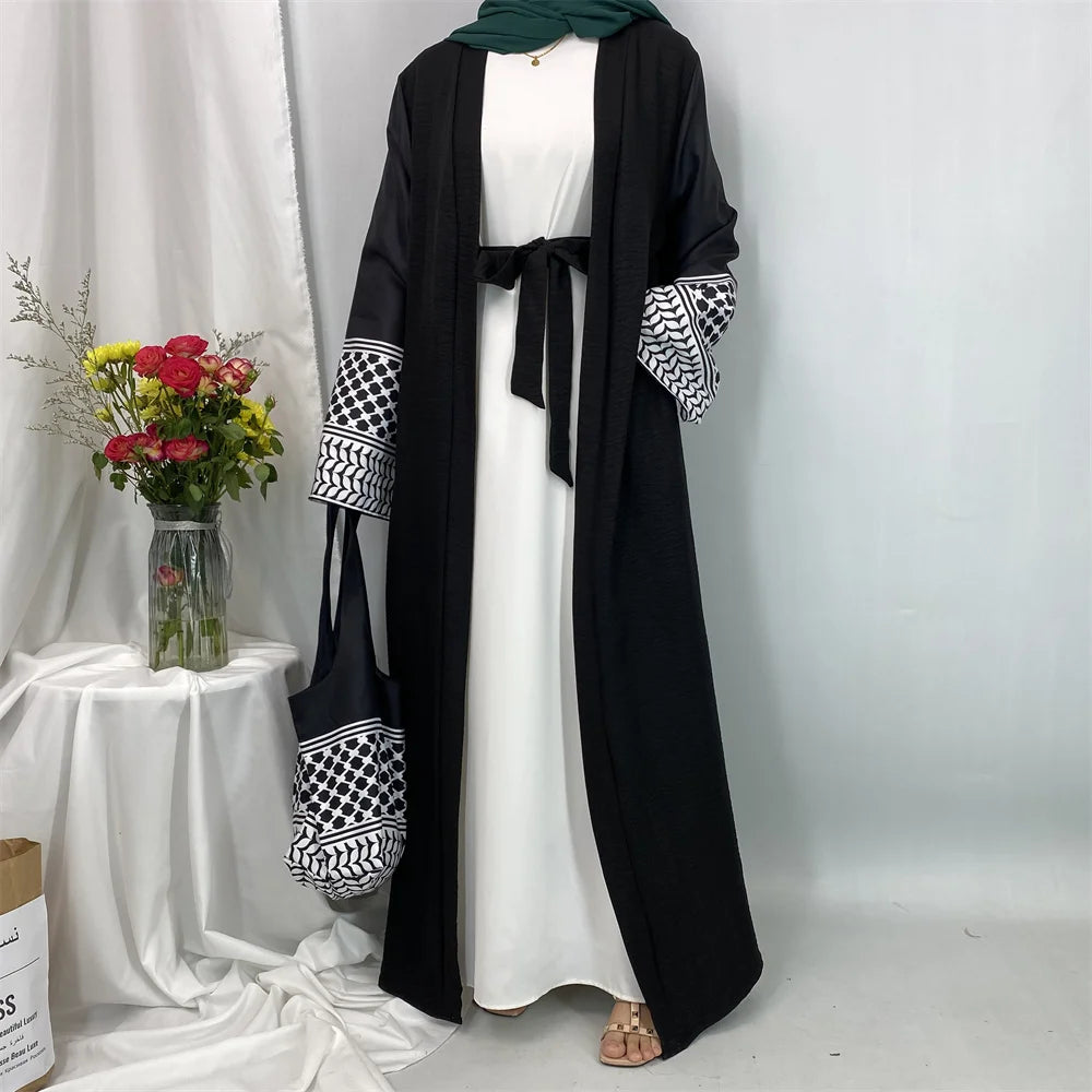 Dubai Elegant Kaftan Modest Dress Abayas Muslim Open Abaya And Bag Women Islam Caftan Marocain Robe Arabe Femme Musulmane