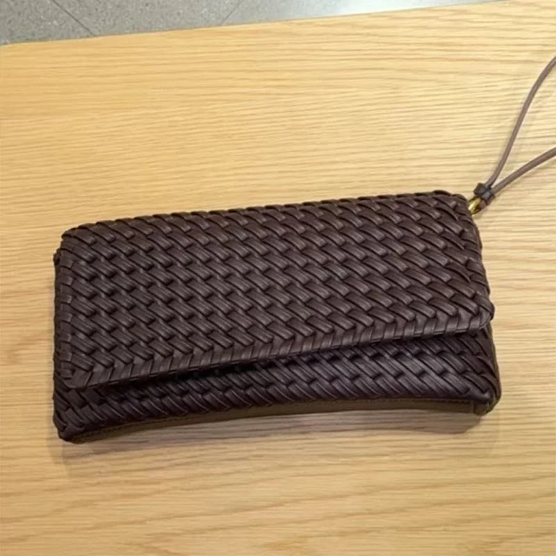 Luxury Top Handle Tote Bag Elongated Exquisite Woven Shopping Bag Magnetic Closure Pocket Shoulder Bag Designer Horizontal Purse