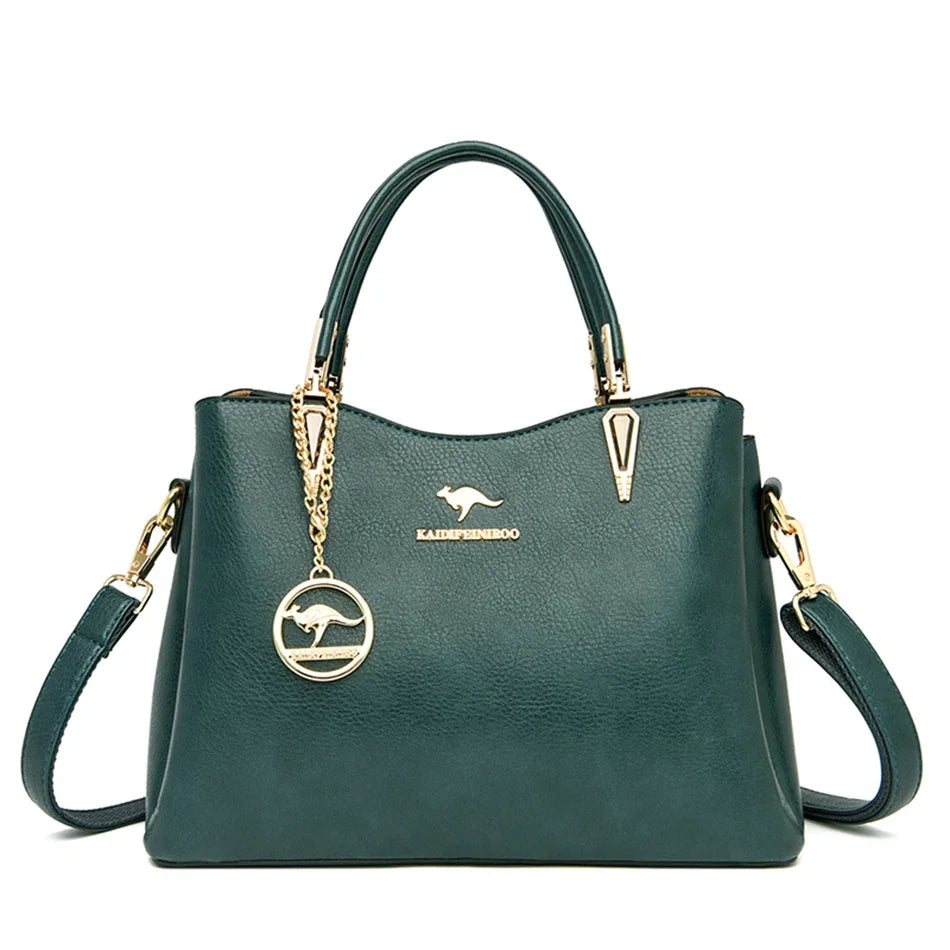 Luxury Soft Leather Handbag Women's Bag 2022 Trend Designer 3 Layers Shoulder Crossbody Sac Ladies Large Capacity Messenger Tote