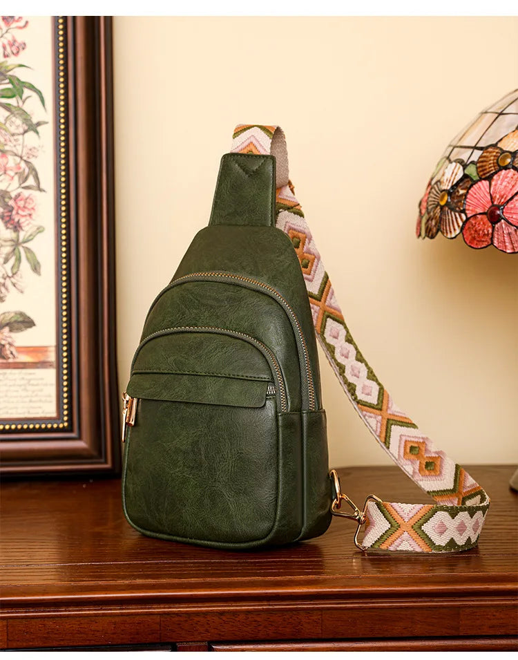 Sling Bag For Women Men Backpack Fanny Pack Crossbody Purse Chest Travel Shoulder Belt Bags Purse Handbag PU Leather Anti Theft