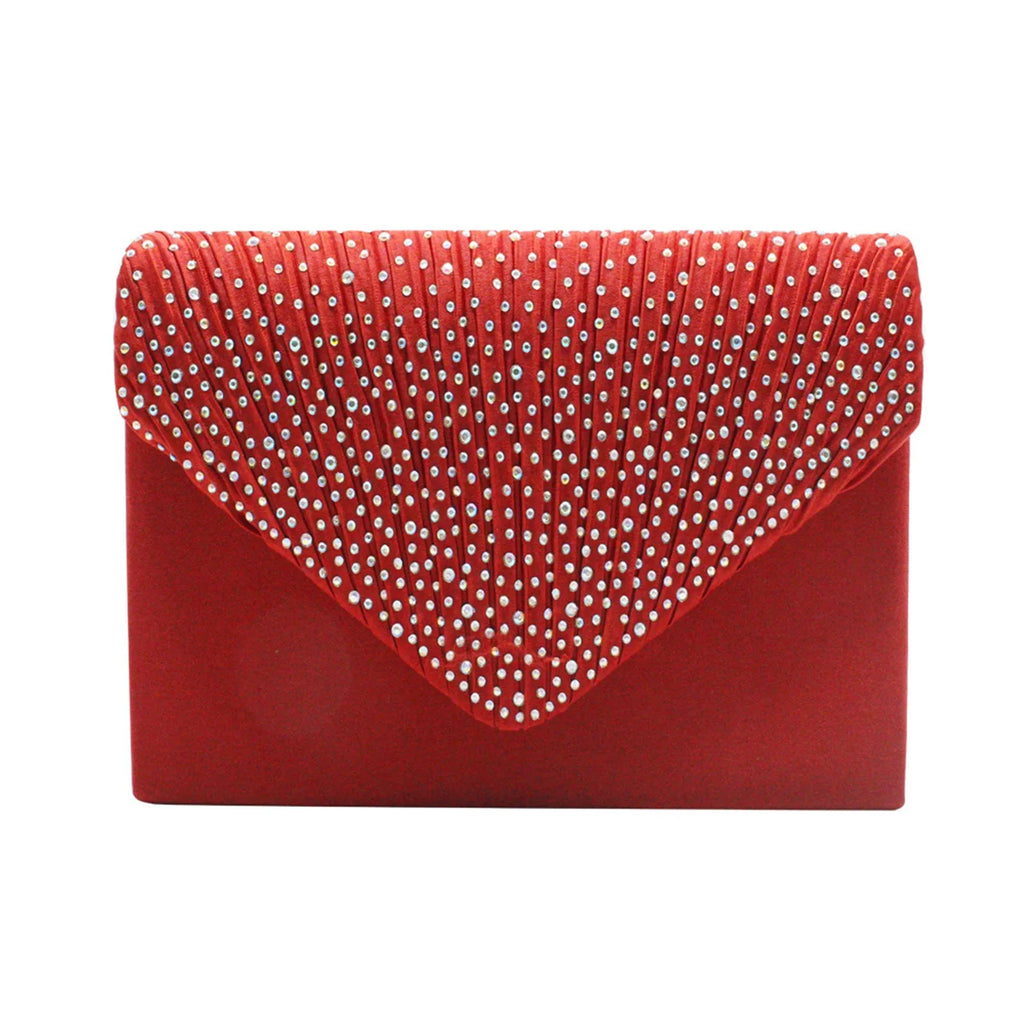 Women's  Luxury Silk Evening Clutch Bag - Elegant Women’s Prom/Wedding Handbag with Detachable Chain Strap & Secure Closure